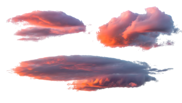 vibrant clouds during sunset, showcasing the dynamic nature of weather patterns and providing a sense of awe . Isolated on transparent background, png - Powered by Adobe