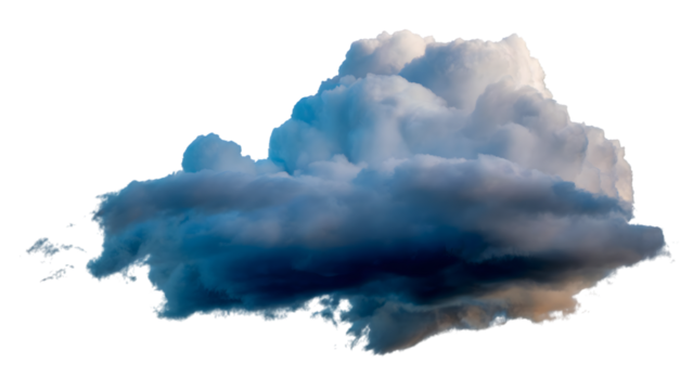 majestic cumulus cloud drifts against clear, vibrant sky. showcases natural beauty and atmospheric wonder. Isolated on transparent background, png