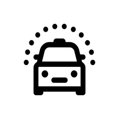 Illustration of a black car with a series of black dots arranged in an arc above the vehicle top