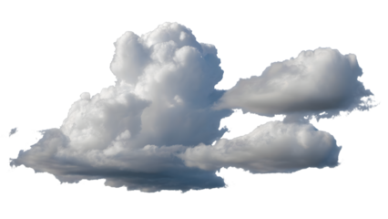 fluffy clouds float in the atmosphere, creating a peaceful and serene environment in a beautiful day . Isolated on transparent background, png