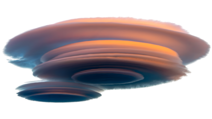 Stratospheric cloud formation, a unique atmospheric phenomenon creating visual interest. . Isolated on transparent background, png