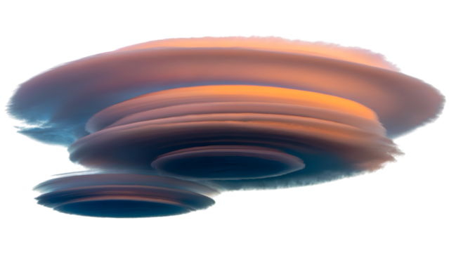 Stratospheric cloud formation, a unique atmospheric phenomenon creating visual interest. . Isolated on transparent background, png