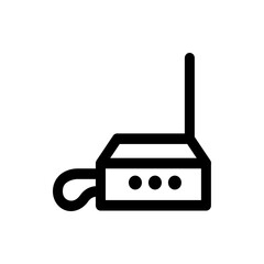 Illustration of a black network router with three indicator lights and a single antenna extending upward