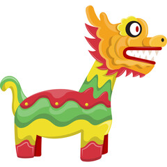 Colorful Dragon Mascot Character With Orange Head Green Body And Yellow Accents On Transparent...