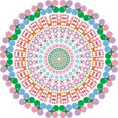 Vibrant Symmetrical Geometric Mandala Art (Vector)