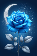 rose on blue background