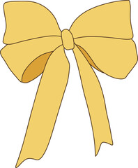 Cute yellow gift bow vector illustration. Perfect for holiday cards, packaging, invitations, and festive designs. Simple and elegant decoration for creative projects.