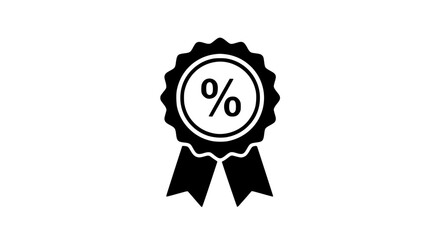 Bonus sign with percent black white icon 