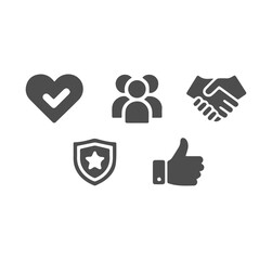 Trust line icons set. Security, reliability, handshake, agreement. editable stroke. vector illustration