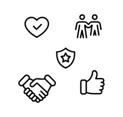 Trust line icons set. Security, reliability, handshake, agreement. editable stroke. vector illustration