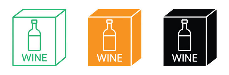 Modern wine packaging box icons      bottle 