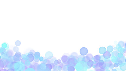 Abstract frame with bokeh on transparent background. Pastel blue, and light purple bokeh. Copy space, framed by blurred, translucent circles. For greeting cards, baby showers, wedding designs, banners
