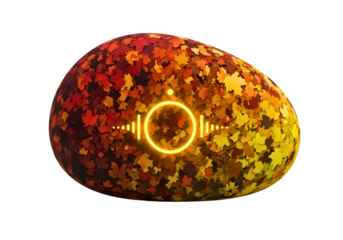 Abstract colorful stone with glowing audio visualizer effect isolated on transparent background