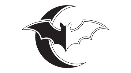 Obraz premium Bat and crescent moon vector illustration Halloween symbol isolated on white