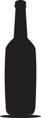 Black beer bottle silhouette icon on white