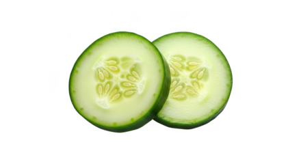 Fresh cucumber slices isolated on transparent background