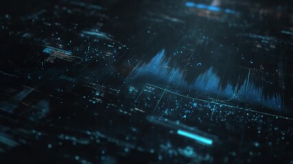 Abstract digital data visualization with lines and neon blue elements - Powered by Adobe