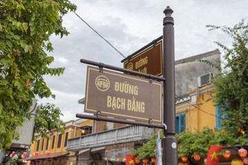 Street sign for the Bach Dang Street in Ancient Town of Hoi An