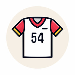 Soccer football jersey with number 54 icon. Team sport uniform vector