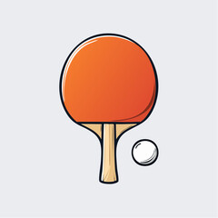 Table tennis racket and white ball icon. Ping pong sport vector