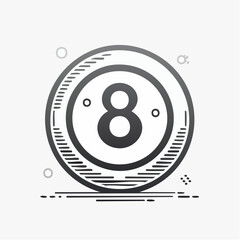 Detailed billiard 8 ball icon. Pool ball vector illustration