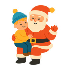 Fototapeta premium PNG Child with cheerful Santa illustration.