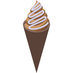 Chocolate Ice Cream Cone With Swirled Topping On A Transparent Background