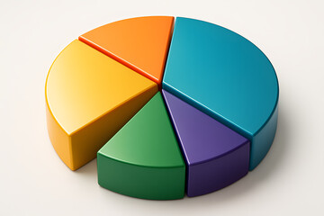 Fototapeta premium Colorful 3D Pie Chart Representing Data Segments and Proportional Analysis