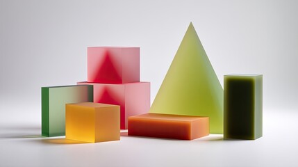 Abstract Geometric Shapes Composition In Pastel Colors