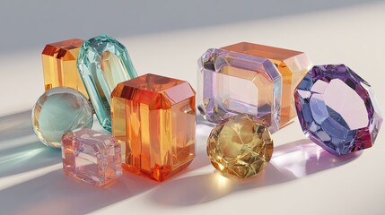 Multi Colored Gemstones Displayed In Studio Light