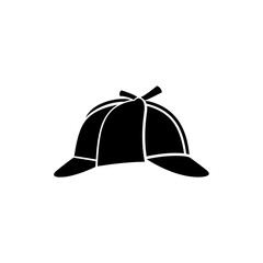 A black silhouette of a classic detective hat, also known as a deerstalker hat.