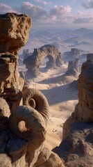 Desert Landscape With Dramatic Rock Formations