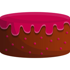 Chocolate Cake With Pink Frosting and Sprinkles Isolated on Transparent Background Cartoon Style Baking Icon Graphic Element For Sweet Desserts Food And Pastry Themes