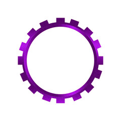 Vibrant Purple Circular Frame Vector: 3D Gear Cogwheel Border Design