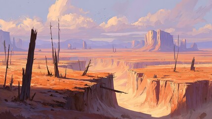 Post-Apocalyptic Pixel Art Desert Landscape