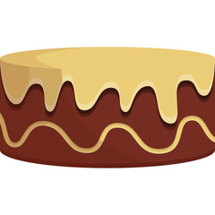 Chocolate Cake With Yellow Frosting Drizzling Down The Sides Isolated On A Transparent Background Simple Flat Design