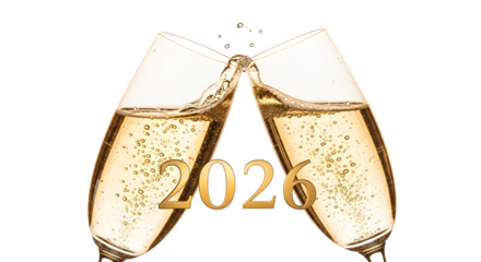 Champagne Toast to 2026, isolated on transparent background