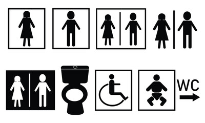 Toilet and Wc icon set. vector illustration
