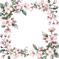 Fototapeta premium PNG Cherry blossom frame art graphics pattern.