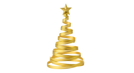 Golden Spiral Christmas Tree, isolated on transparent background