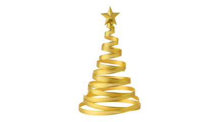 Golden Spiral Christmas Tree, isolated on transparent background
