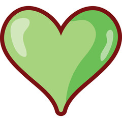 A Translucent Green Heart Shape with a Dark Red Outline on a Transparent Background Symbolizing Health or Love