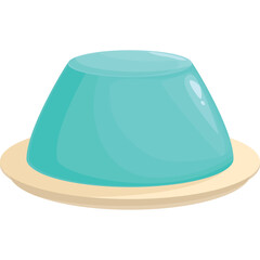 A Translucent Teal Gelatin Dessert Presented On A Simple Beige Plate Isolated On A White Background With No Distractions