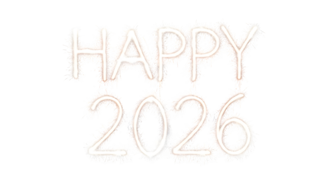 Sparkling "Happy 2026" Text, isolated on transparent background