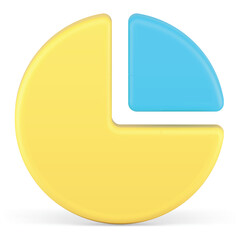 A Three Dimensional Pie Chart Graphic With A Large Yellow Section And A Smaller Blue Section Presented Against A White Background Showing Data Analysis And Growth.