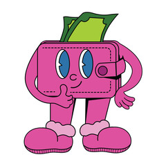 Happy pink wallet character giving thumbs up