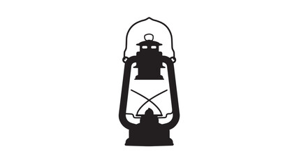 Black and white kerosene lantern icon vintage vector illustration isolated on white backgr