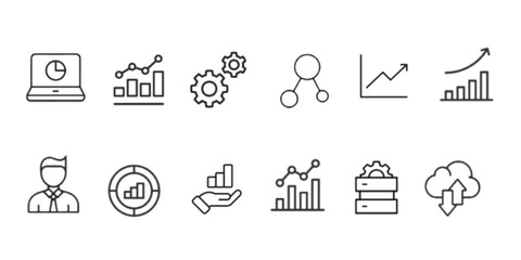Data analytics icon set. symbol Editable line icons. Vector illustration