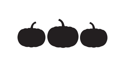 Three pumpkin silhouettes simple flat vector design isolated on white background