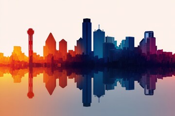 Obraz premium Dallas Skyline Silhouette. Abstract American Architecture Illustration